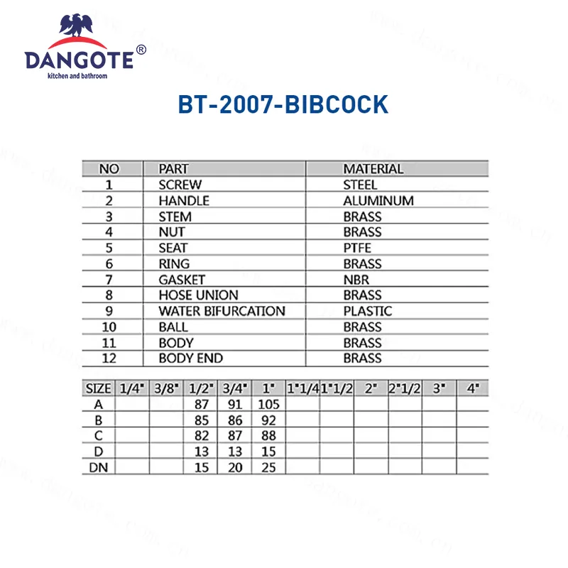 Bibcock de machine à laver en laiton de haute qualité